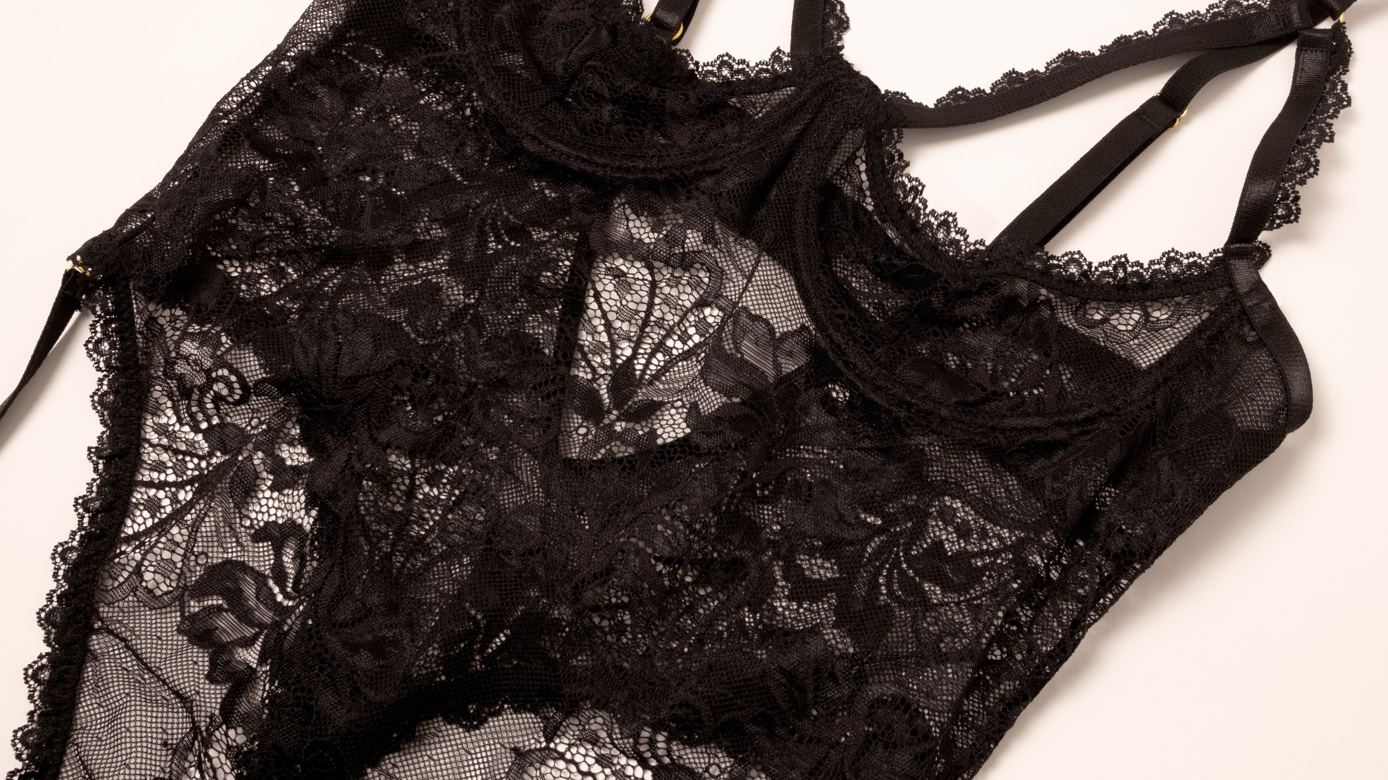 Black crotchless teddy lingerie