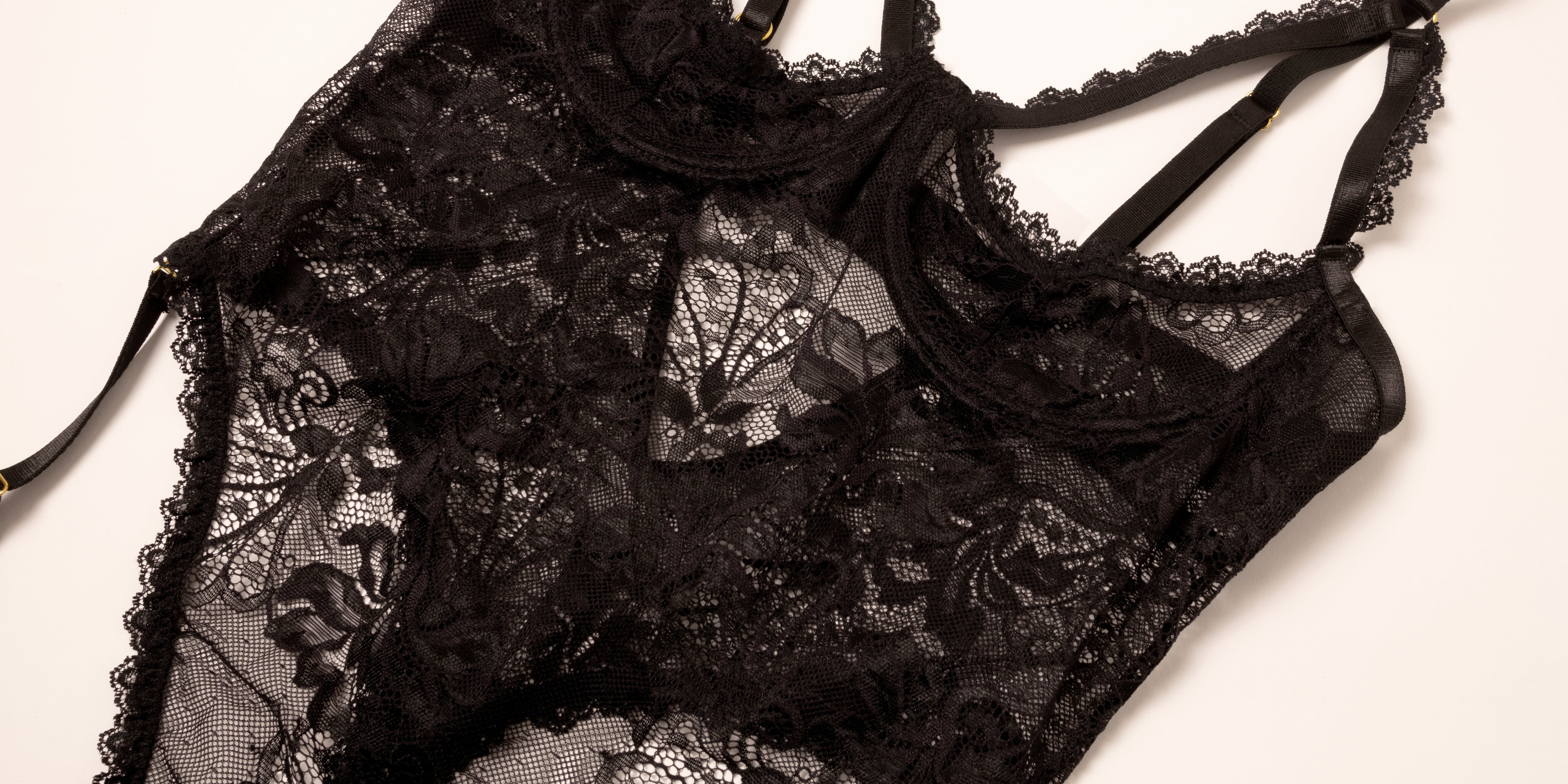 Black crotchless teddy lingerie