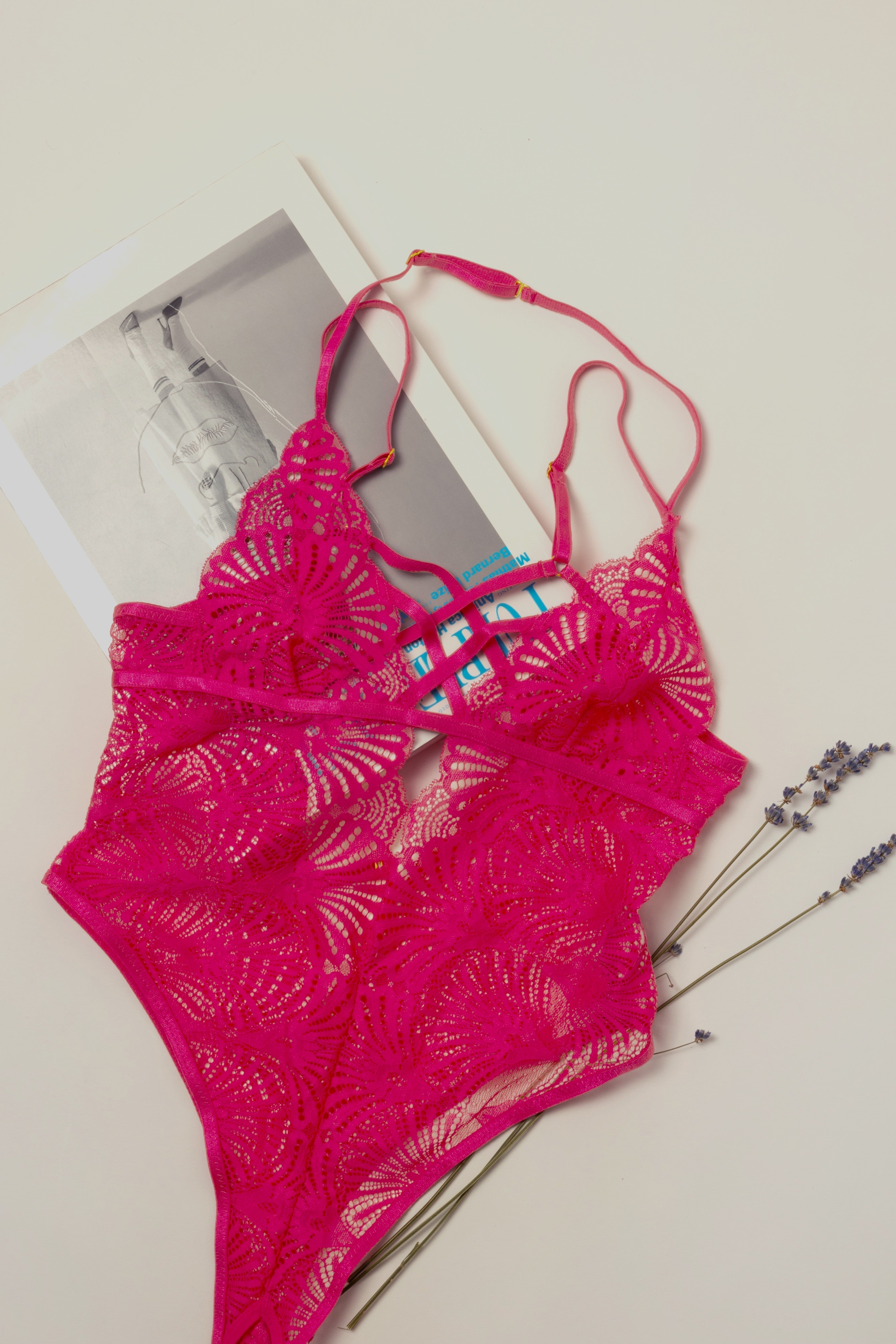 Pink Lace Bodysuit Flatlay - How to wear and style a bodysuit