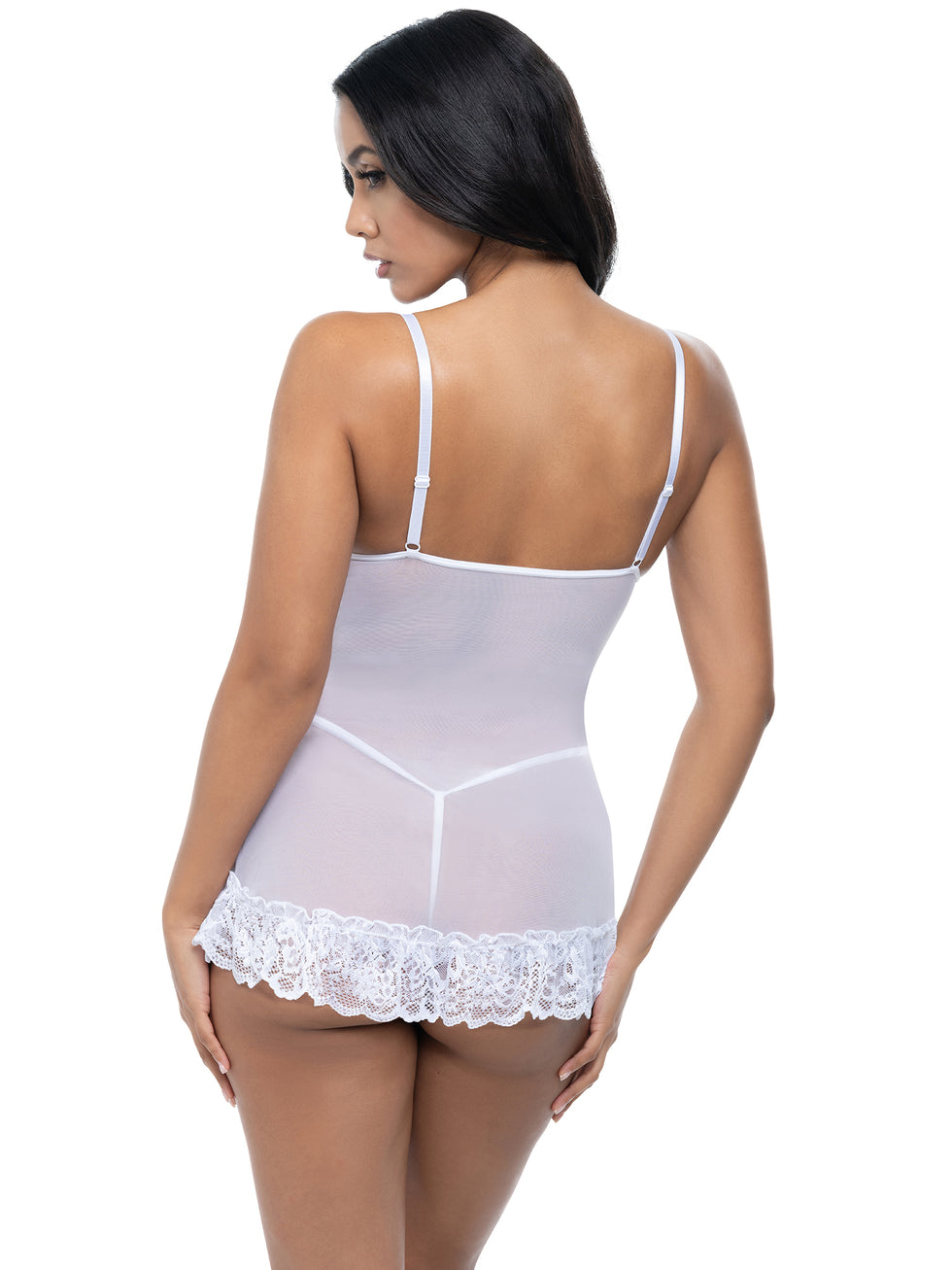 Valentine Soft Cup Lacey Babydoll With Bows In Black - Oh La La Cheri