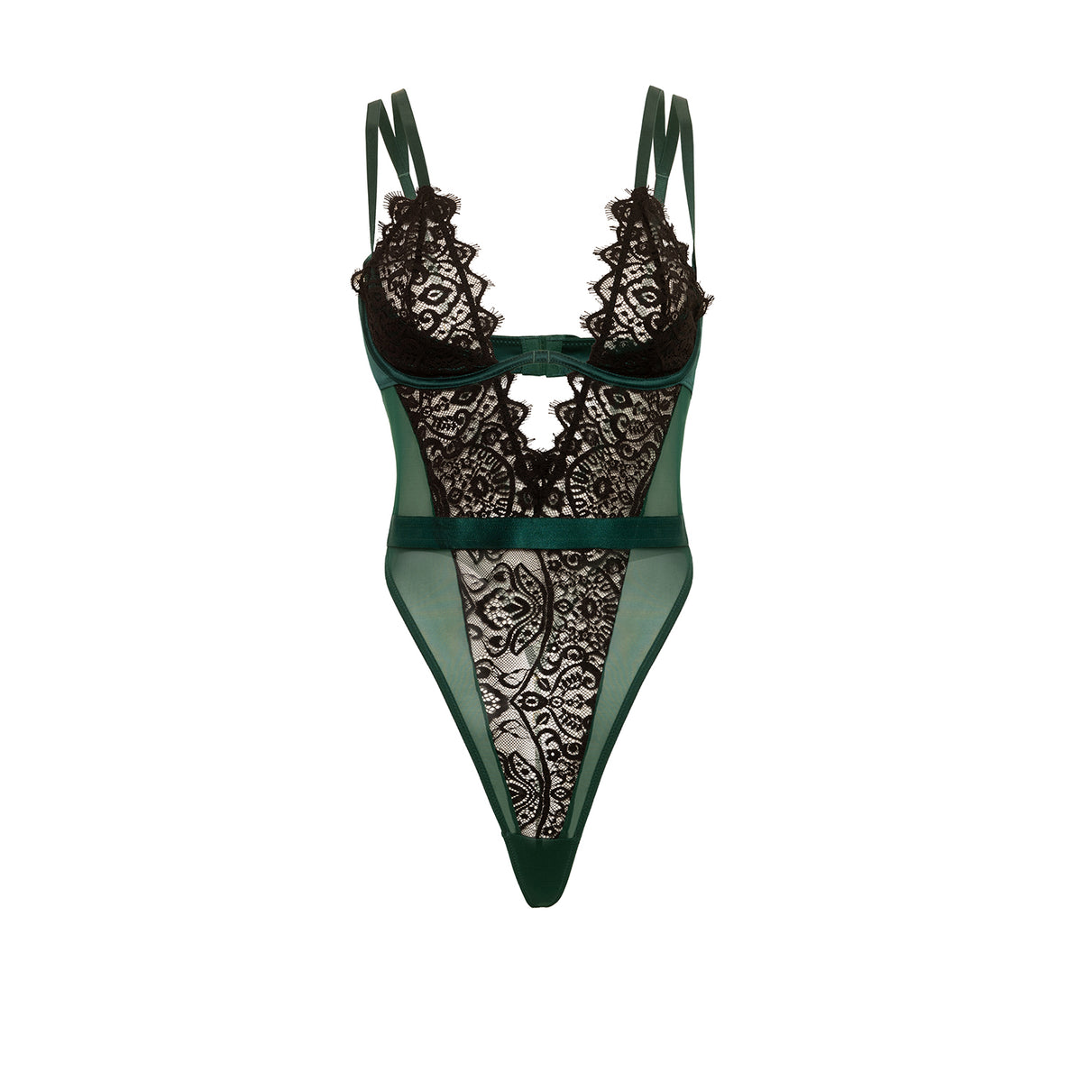 Oh La La Cheri Kenzi Sheer Lace Teddy in Black/Rain Forest - Style #51 ...